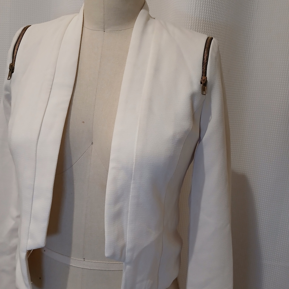 Mustard Seed White Open From Blazer with Zipper Detail Size Small - Picture 3 of 10